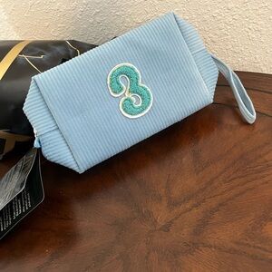 Blue Corduroy Wristlet with Number Patch